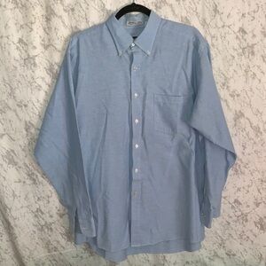 Mens Manhattan Shirtmakers Blue Oxford Button Down Long Sleeve Shirt 17 34/35